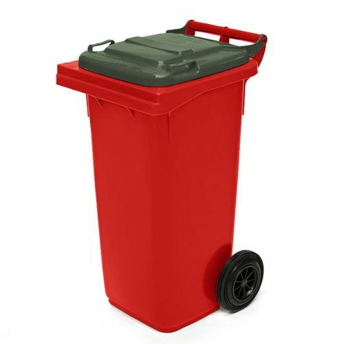 Wheelie Bin 80 Litre red base, green lid
