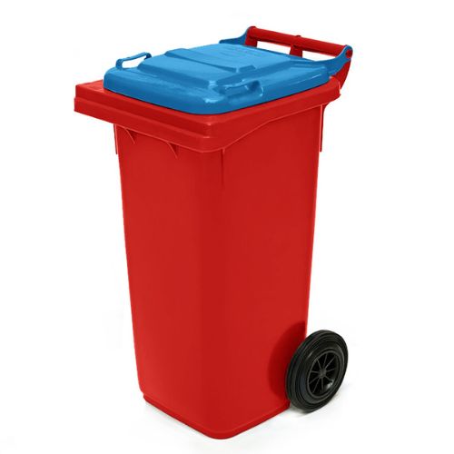 Wheelie Bin 80 Litre red base, blue lid