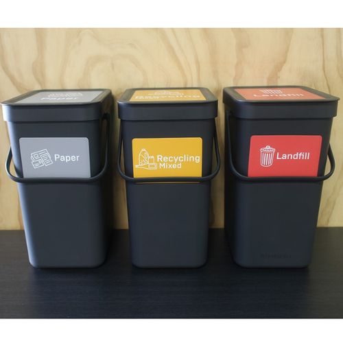 Brabantia Sort & Go 12 Litre Bins with Recycling labels