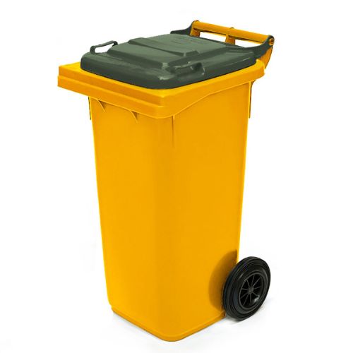Wheelie Bin 80 Litre yellow base, green lid