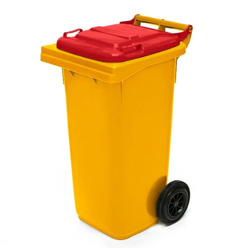 Wheelie Bin 80 Litre yellow base, red lid