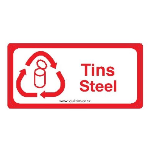 Recycling Labels - Wheelie Bin Lid Red Tins Steel