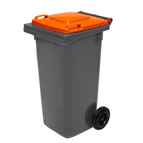 Wheelie Bin 120 Litre grey base, orange lid