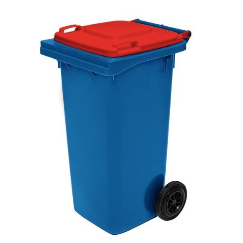 Wheelie Bin 120 Litre blue base, red lid