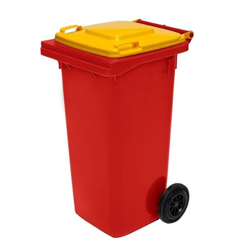 Wheelie Bin 120 Litre red base, yellow lid