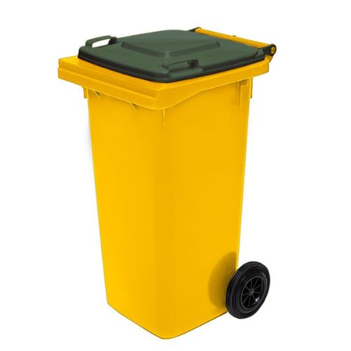 Wheelie Bin 120 Litre yellow base, green lid