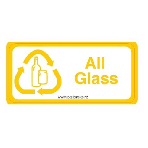 Recycling Labels - Wheelie Bin Lid Yellow All Glass