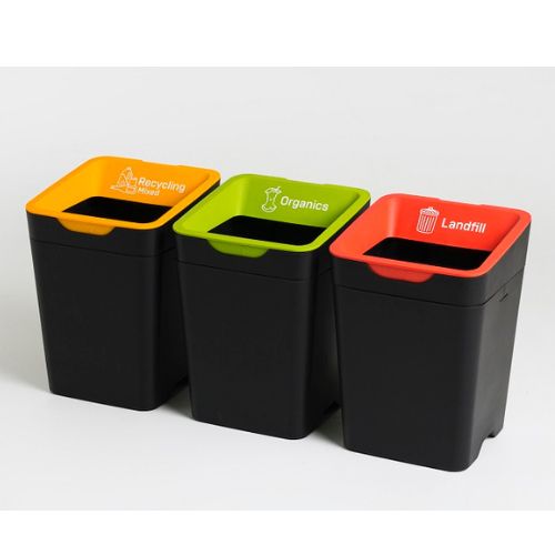 Method Recycling Bins 20 Litre Yellow Mixed recycling, green organics, red landfill