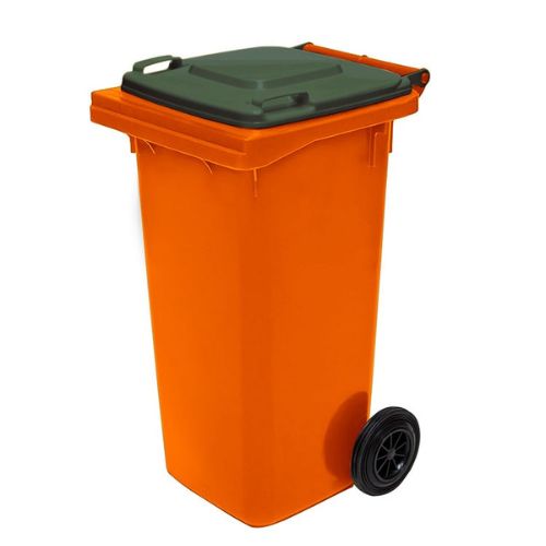 Wheelie Bin 120 Litre orange base, green lid