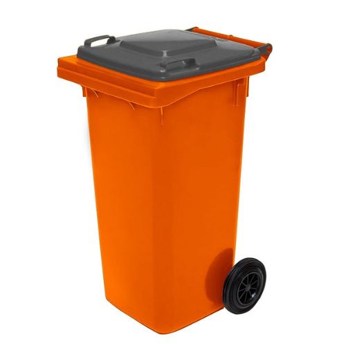 Wheelie Bin 120 Litre orange base, grey lid