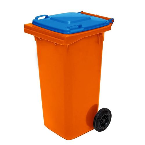 Wheelie Bin 120 Litre orange base, blue lid