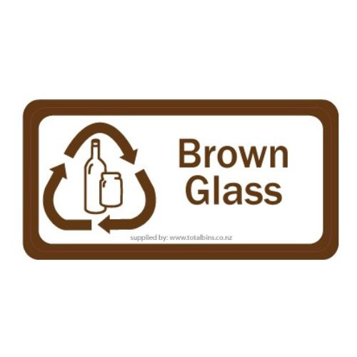 Recycling Labels - Wheelie Bin Lid Brown Glass