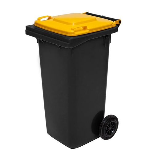 Wheelie Bin 120 Litre black base, yellow lid