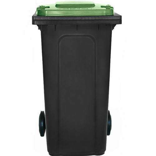 Wheelie bin 240 Litre black base, nature green lid